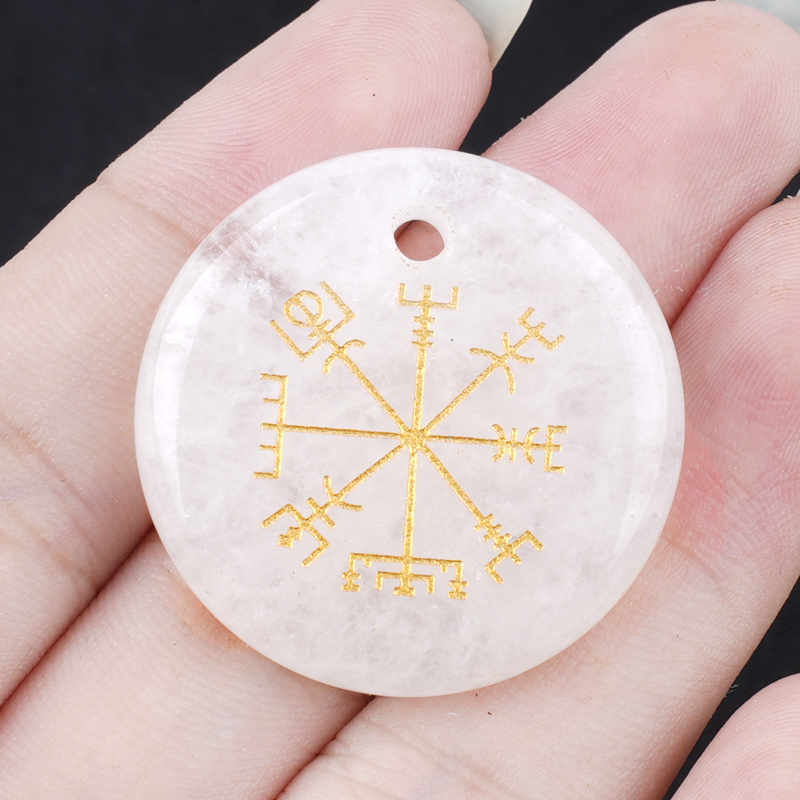 30mm Gemstone Disc Ornament Handmade Craved Pattern-AIM Pendant for Making Jewelry