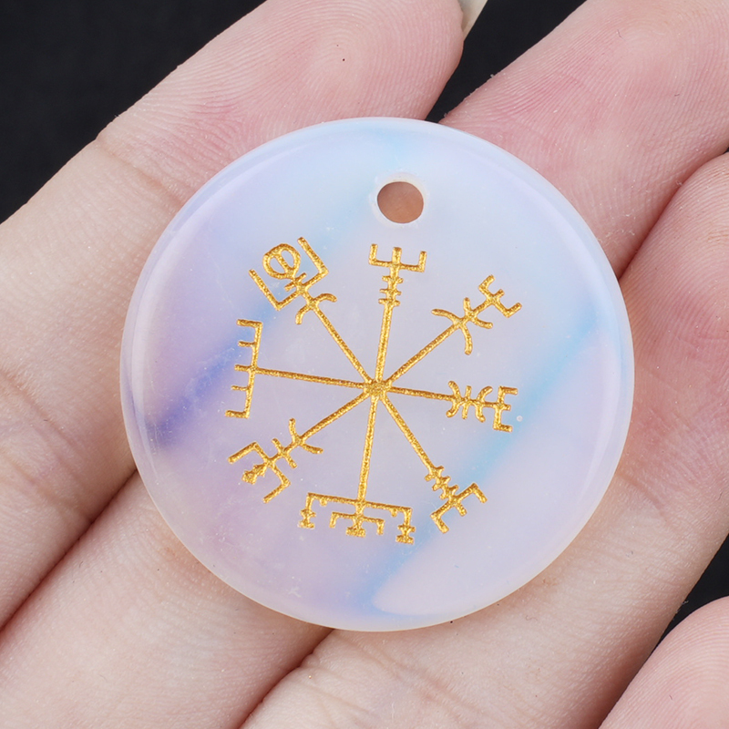 30mm Gemstone Disc Ornament Handmade Craved Pattern-AIM Pendant for Making Jewelry