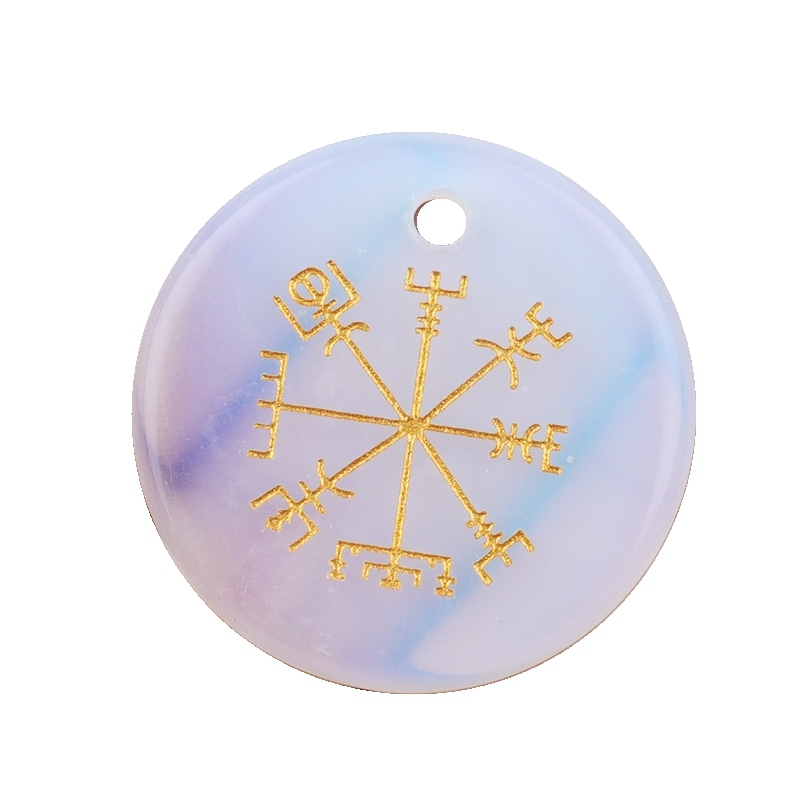 30mm Gemstone Disc Ornament Handmade Craved Pattern-AIM Pendant for Making Jewelry