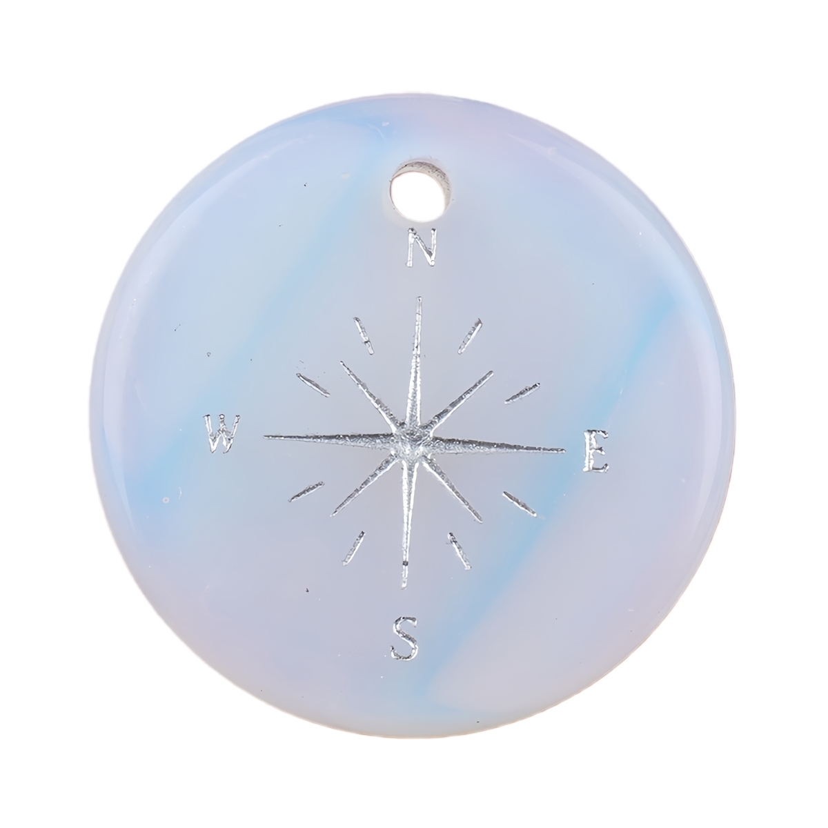 30mm Gemstone Disc Ornament Handmade Craved Pattern-Silver Compass Pendant for Making Jewelry