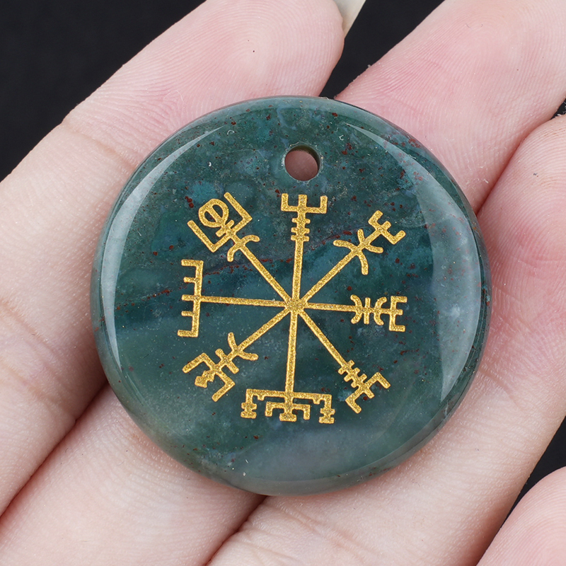30mm Gemstone Disc Ornament Handmade Craved Pattern-AIM Pendant for Making Jewelry