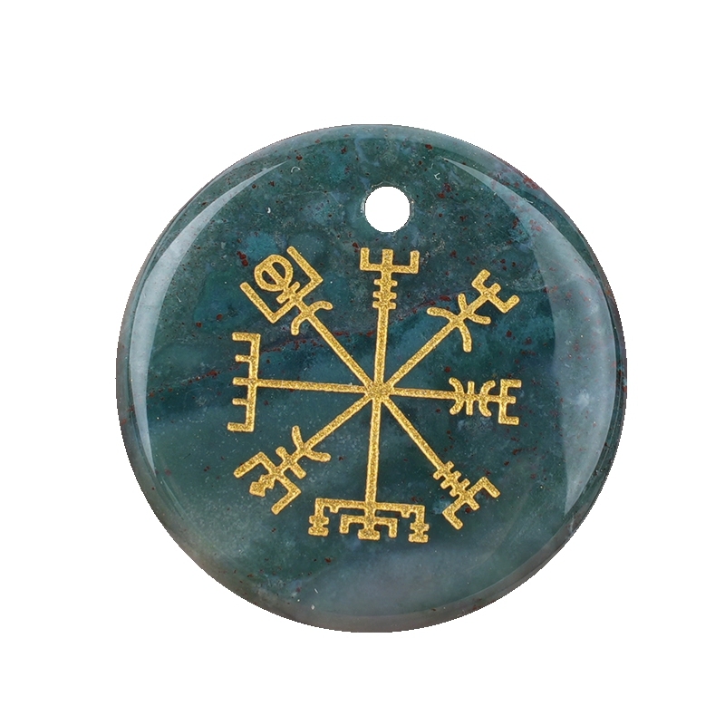 30mm Gemstone Disc Ornament Handmade Craved Pattern-AIM Pendant for Making Jewelry