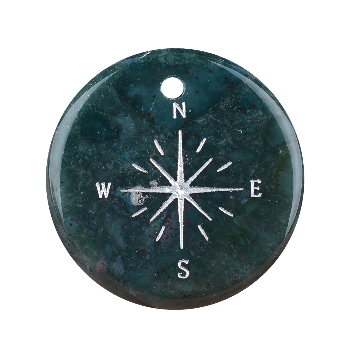 30mm Gemstone Disc Ornament Handmade Craved Pattern-Silver Compass Pendant for Making Jewelry