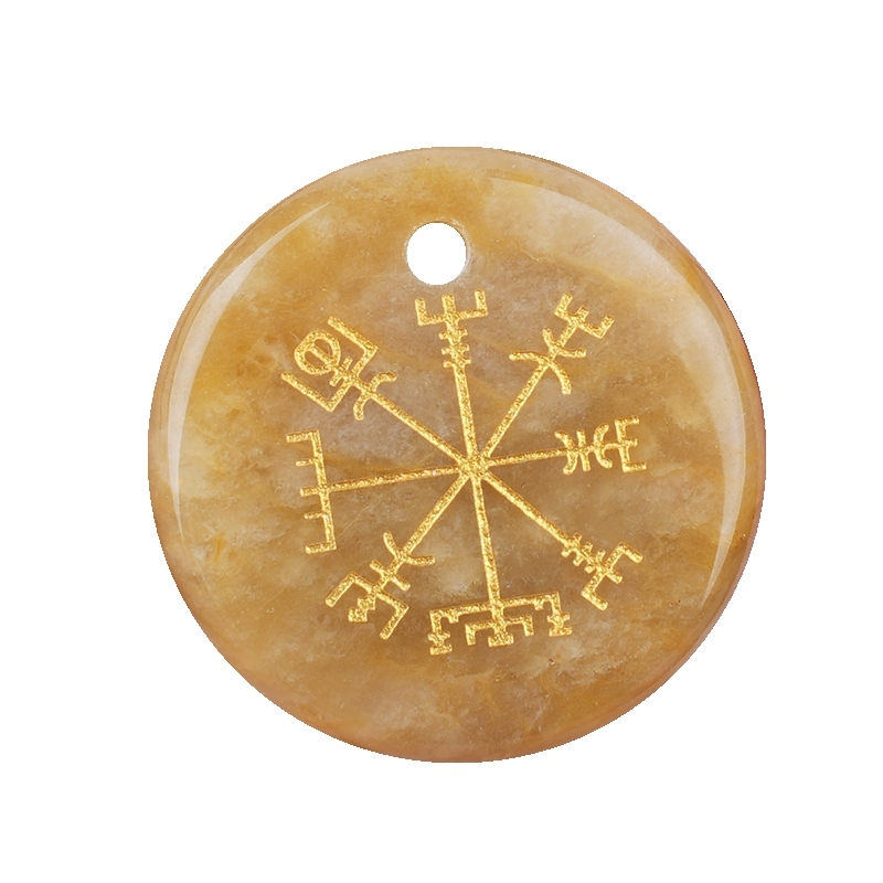 30mm Gemstone Disc Ornament Handmade Craved Pattern-AIM Pendant for Making Jewelry
