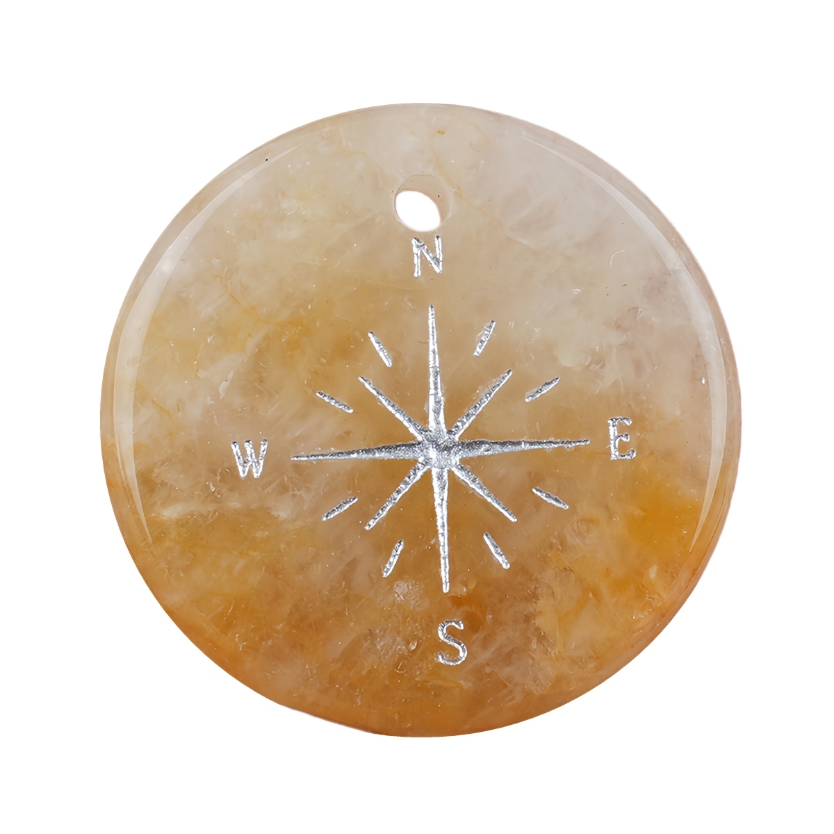 30mm Gemstone Disc Ornament Handmade Craved Pattern-Silver Compass Pendant for Making Jewelry