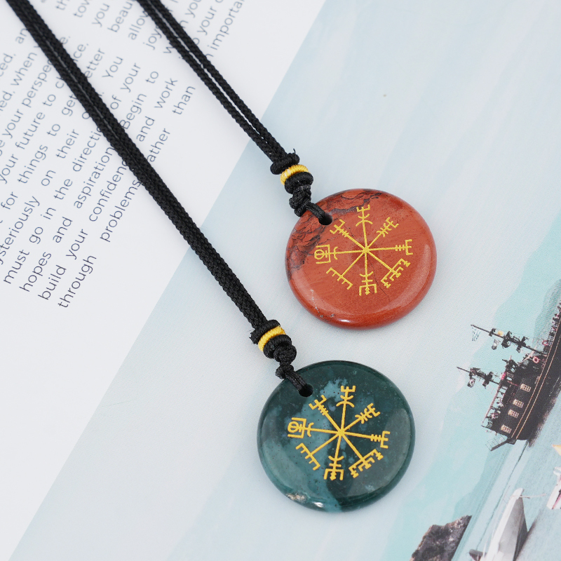 Gold Pattern-AIM & Metatron's Cube Circular Gemstone Pendant Necklace For Women Men