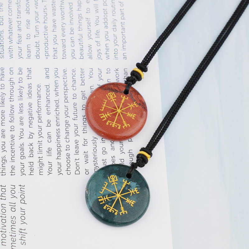 Gold Pattern-AIM & Metatron's Cube Circular Gemstone Pendant Necklace For Women Men