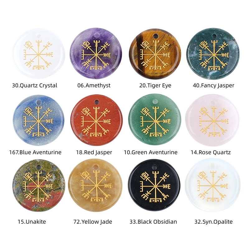 30mm Gemstone Disc Ornament Handmade Craved Pattern-AIM Pendant for Making Jewelry