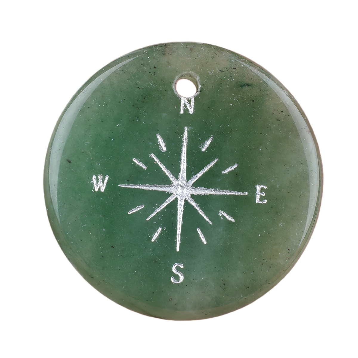 30mm Gemstone Disc Ornament Handmade Craved Pattern-Silver Compass Pendant for Making Jewelry