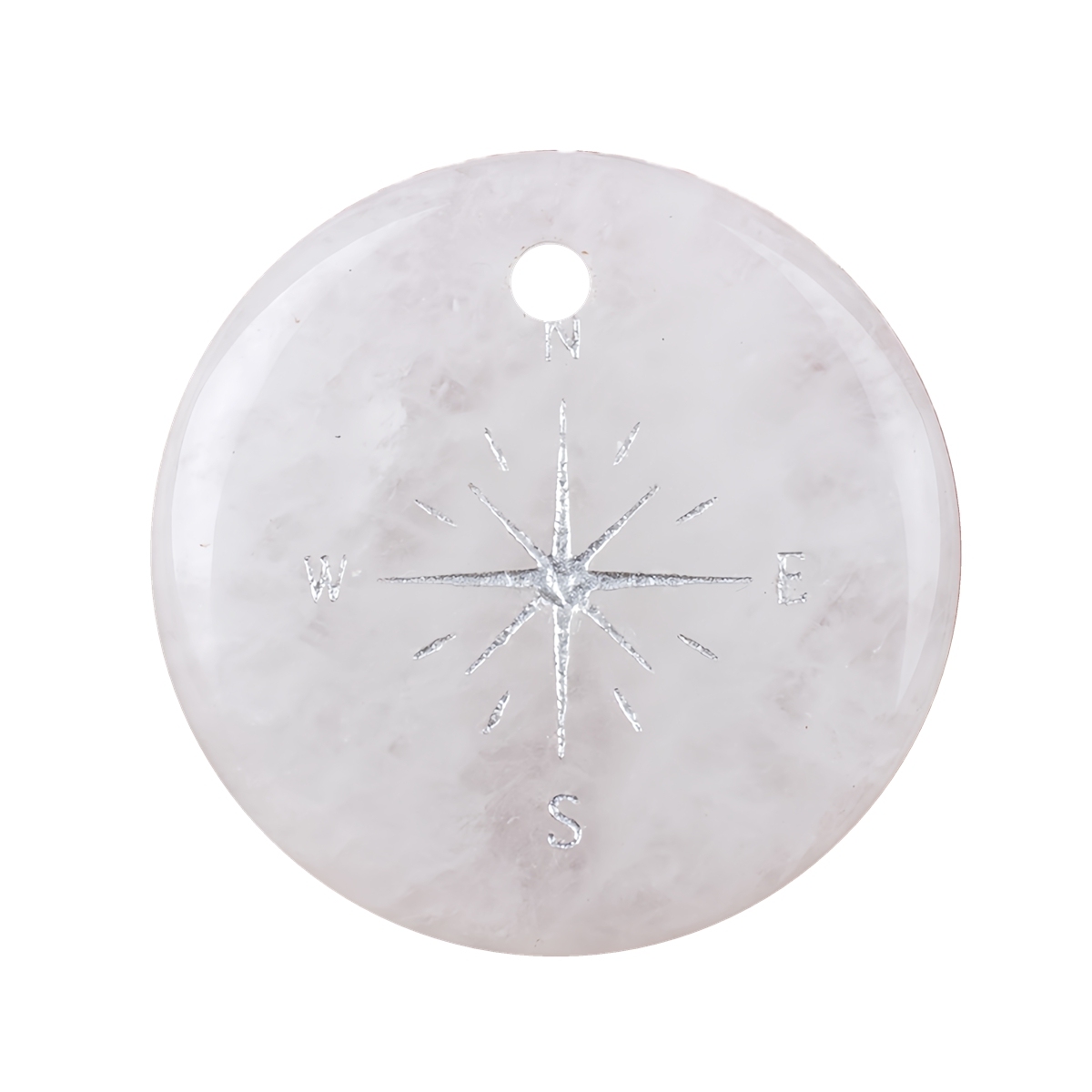 30mm Gemstone Disc Ornament Handmade Craved Pattern-Silver Compass Pendant for Making Jewelry