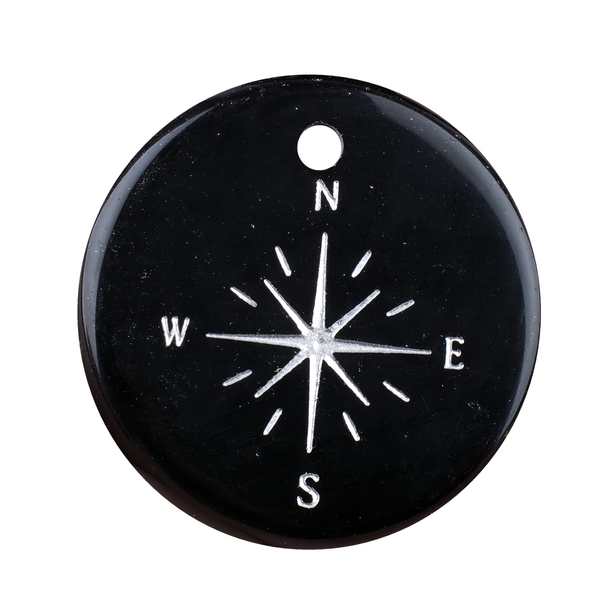 30mm Gemstone Disc Ornament Handmade Craved Pattern-Silver Compass Pendant for Making Jewelry