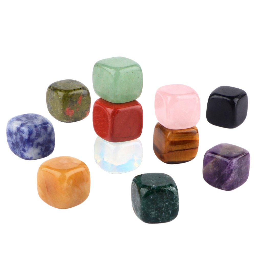 Cube Gemstone Ornament Tumbled Crystal Cubes for Home Decor & Energy Cleaning