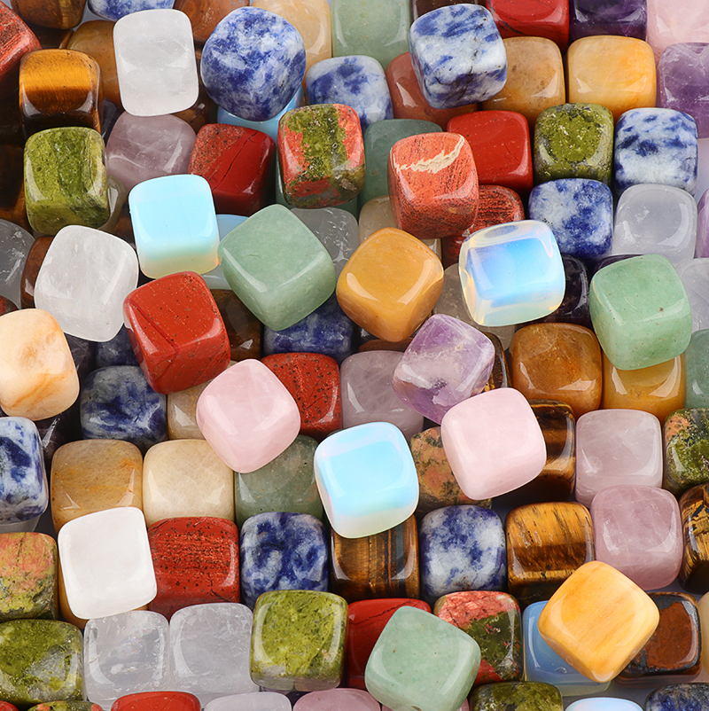 Cube Gemstone Ornament Tumbled Crystal Cubes for Home Decor & Energy Cleaning