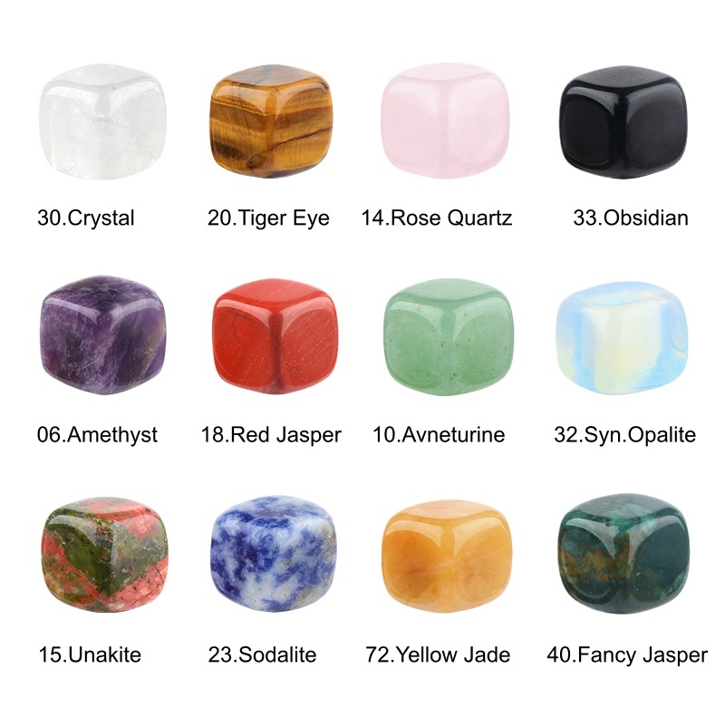 Cube Gemstone Ornament Tumbled Crystal Cubes for Home Decor & Energy Cleaning