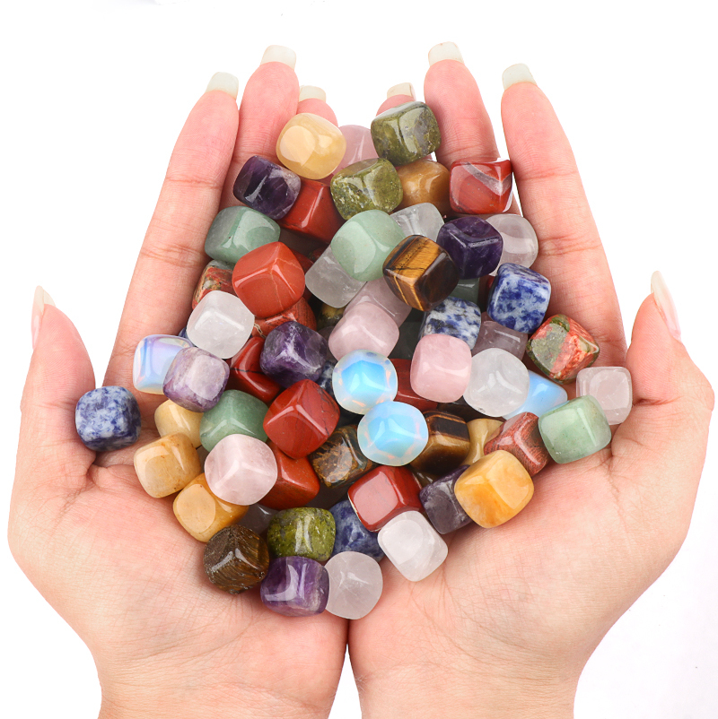 Cube Gemstone Ornament Tumbled Crystal Cubes for Home Decor & Energy Cleaning