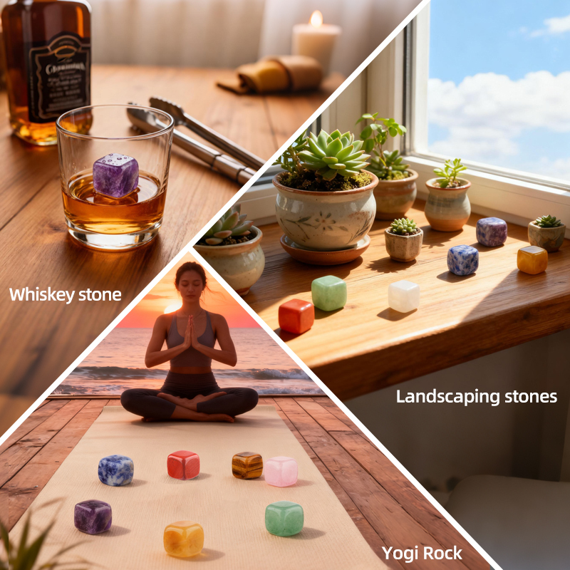 Cube Gemstone Ornament Tumbled Crystal Cubes for Home Decor & Energy Cleaning