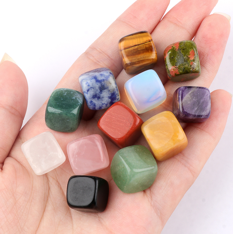 Cube Gemstone Ornament Tumbled Crystal Cubes for Home Decor & Energy Cleaning