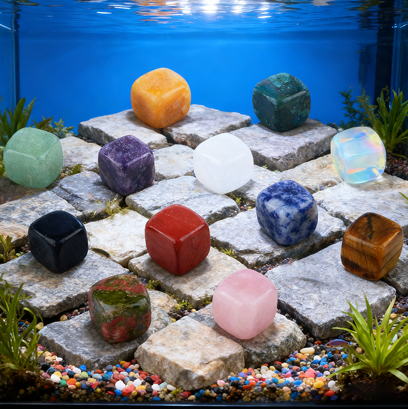 Cube Gemstone Ornament Tumbled Crystal Cubes for Home Decor & Energy Cleaning