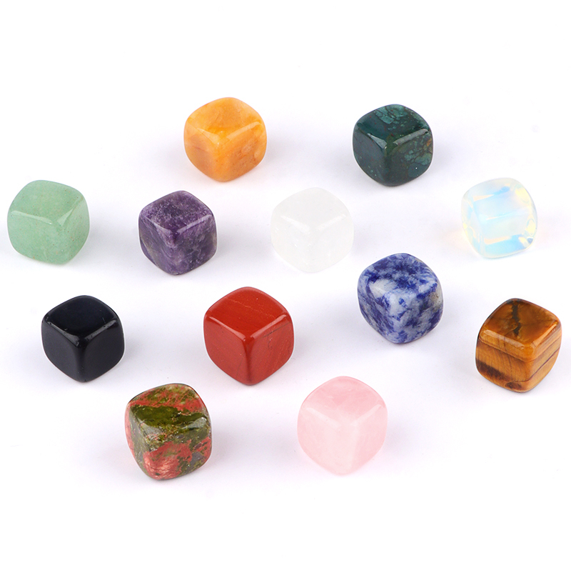 Cube Gemstone Ornament Tumbled Crystal Cubes for Home Decor & Energy Cleaning