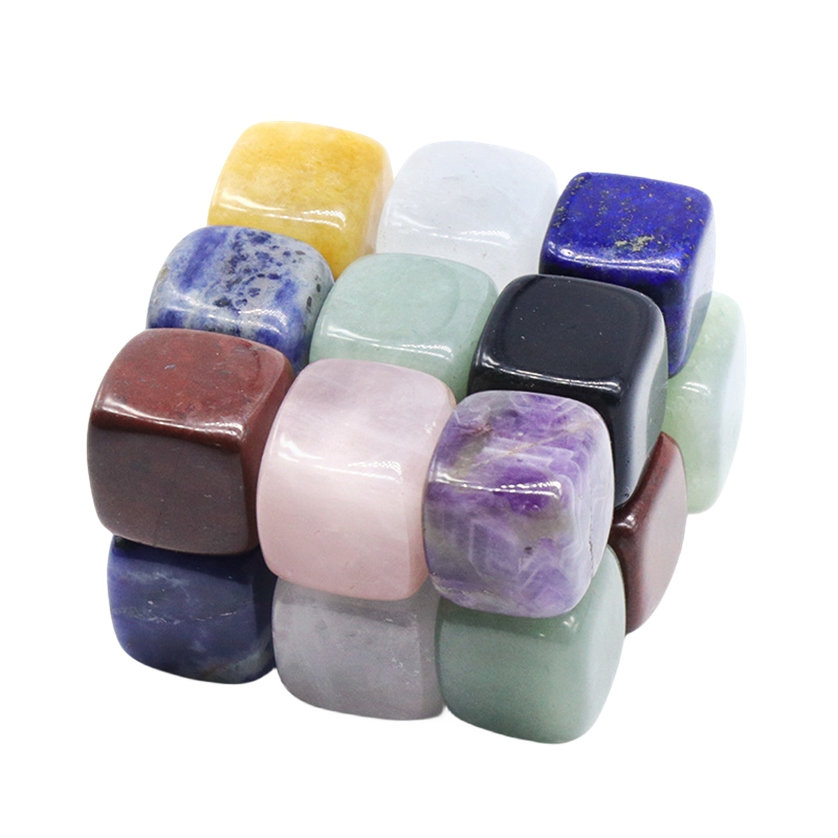 Cube Gemstone Ornament Tumbled Crystal Cubes for Home Decor & Energy Cleaning