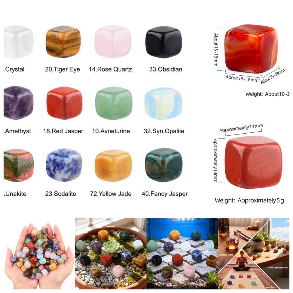 Cube Gemstone Ornament Tumbled Crystal Cubes for Home Decor & Energy Cleaning
