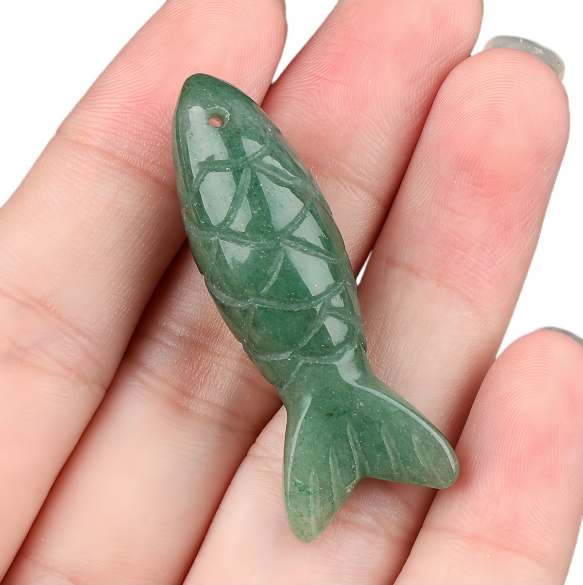 15x40mm 3D Carved Fish Gemstone Pendant for Making Jewelry