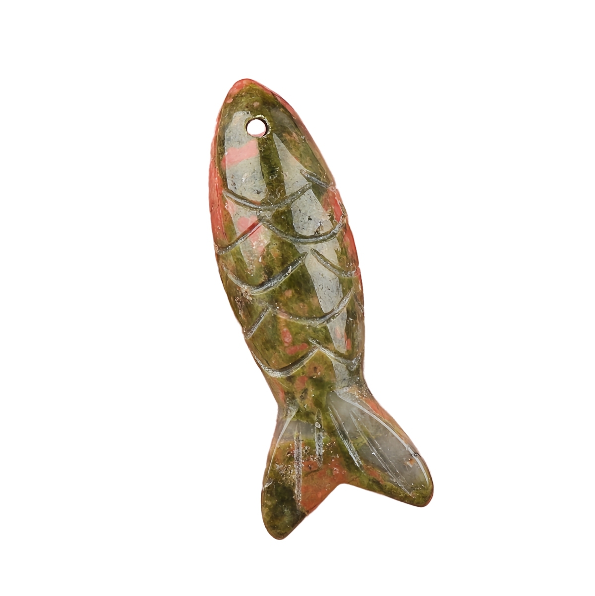15x40mm 3D Carved Fish Gemstone Pendant for Making Jewelry
