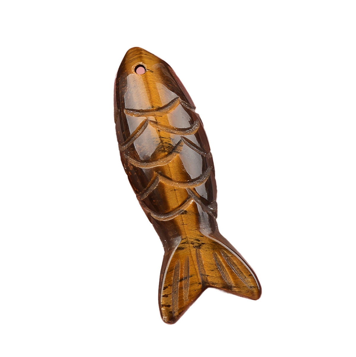15x40mm 3D Carved Fish Gemstone Pendant for Making Jewelry