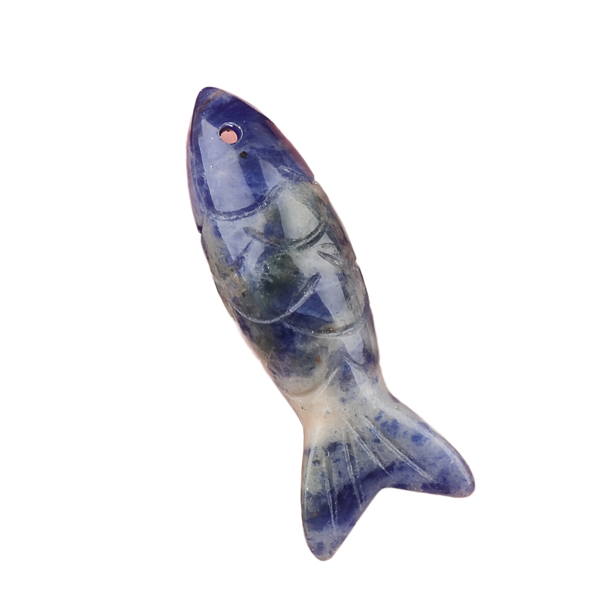 15x40mm 3D Carved Fish Gemstone Pendant for Making Jewelry