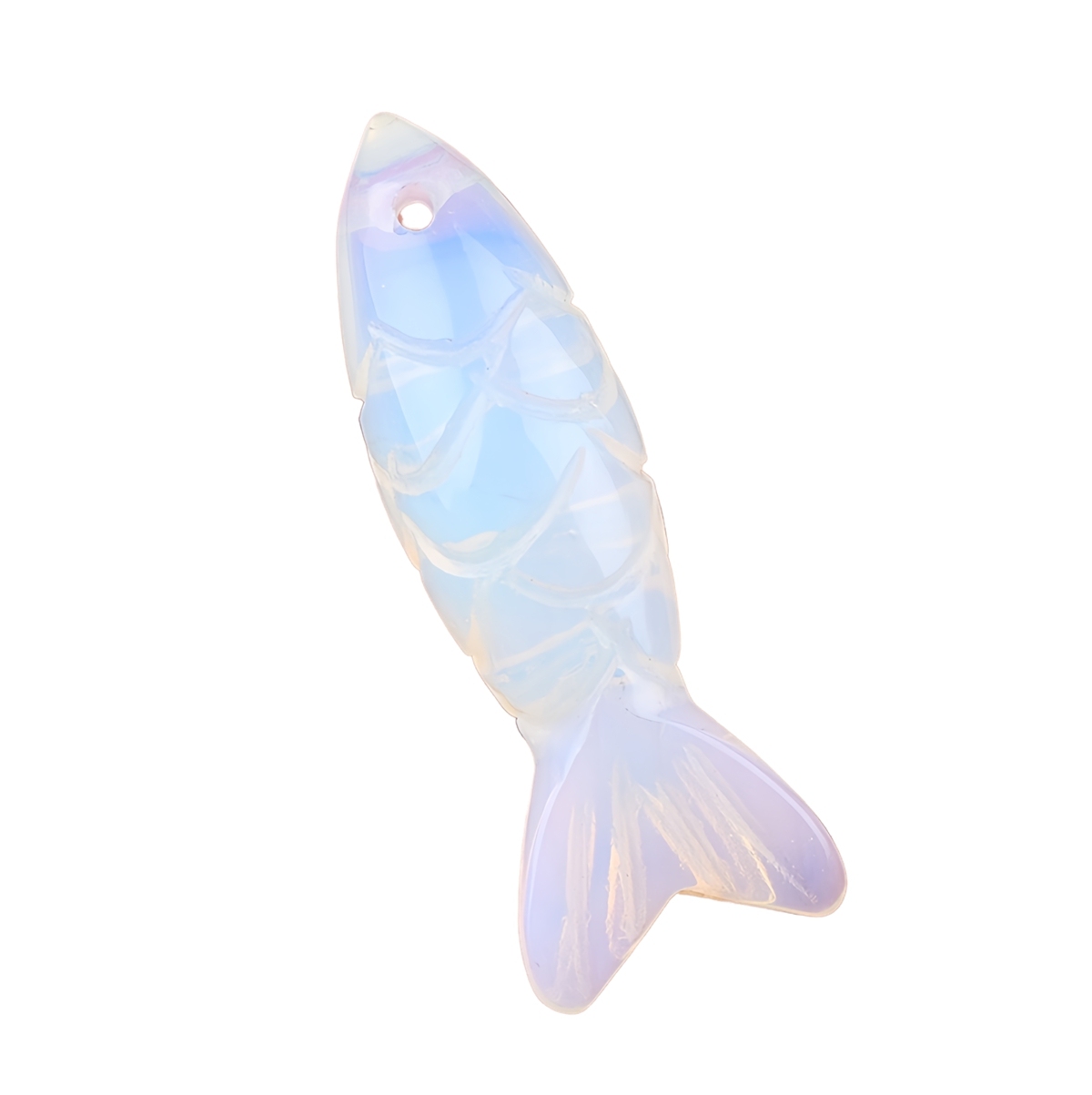 15x40mm 3D Carved Fish Gemstone Pendant for Making Jewelry