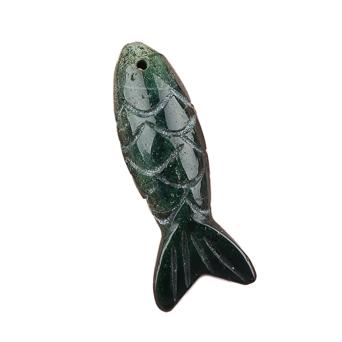 15x40mm 3D Carved Fish Gemstone Pendant for Making Jewelry