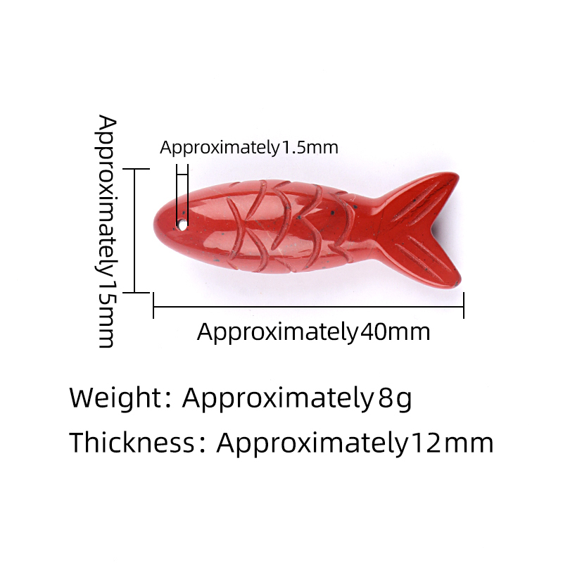 15x40mm 3D Carved Fish Gemstone Pendant for Making Jewelry