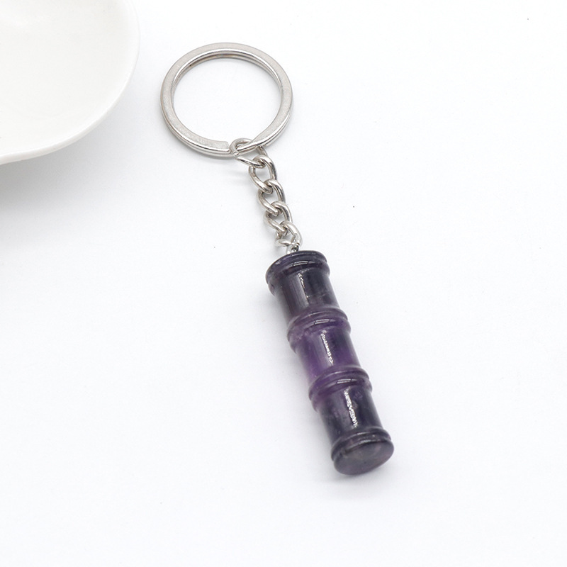 12x40mm Bamboo Gemstone Pendant Keychain