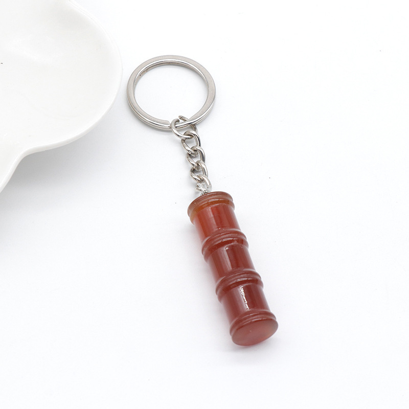 12x40mm Bamboo Gemstone Pendant Keychain