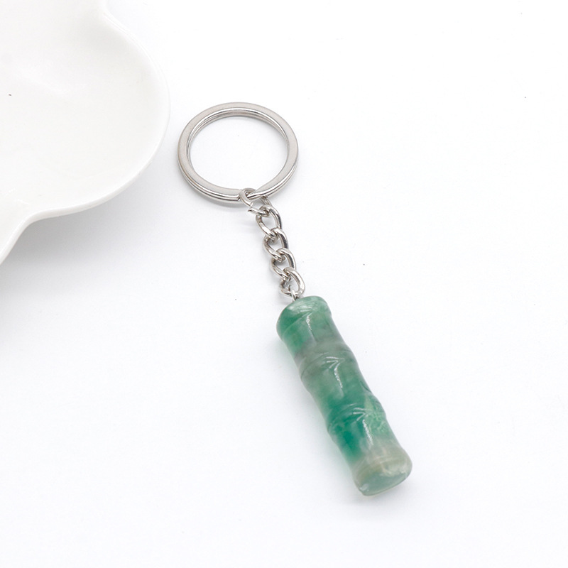 12x40mm Bamboo Gemstone Pendant Keychain