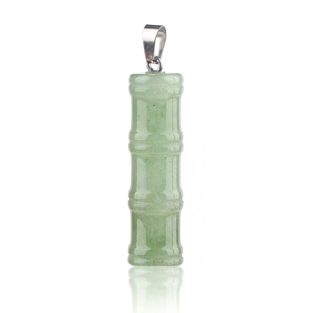 2x40mm Bamboo Segment Gemstone Pendant, 3D Carved Natural Stone Charm for DIY Jewelry Making, Necklace, Bracelet Crafting