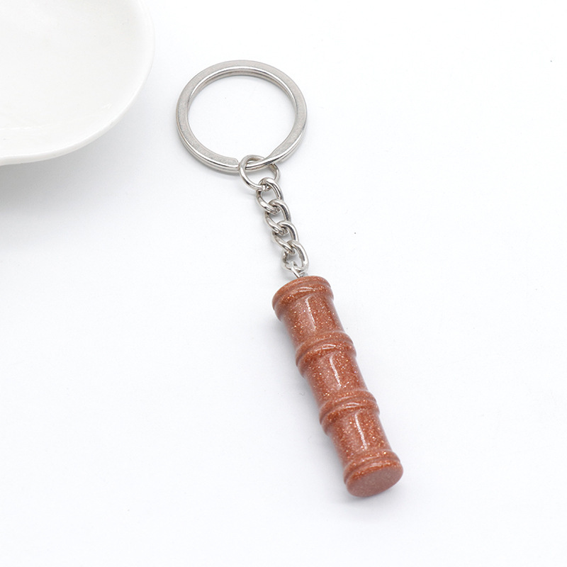 12x40mm Bamboo Gemstone Pendant Keychain