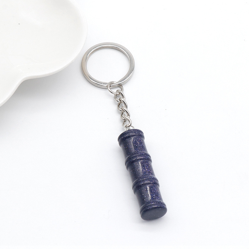 12x40mm Bamboo Gemstone Pendant Keychain
