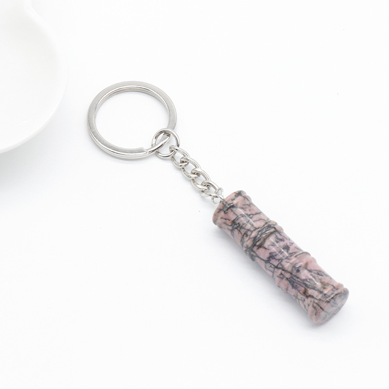 12x40mm Bamboo Gemstone Pendant Keychain