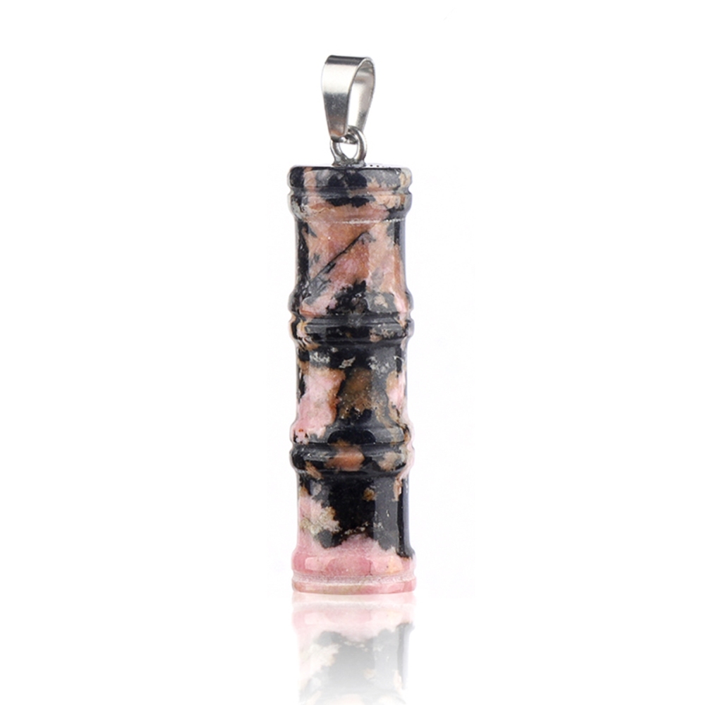 2x40mm Bamboo Segment Gemstone Pendant, 3D Carved Natural Stone Charm for DIY Jewelry Making, Necklace, Bracelet Crafting