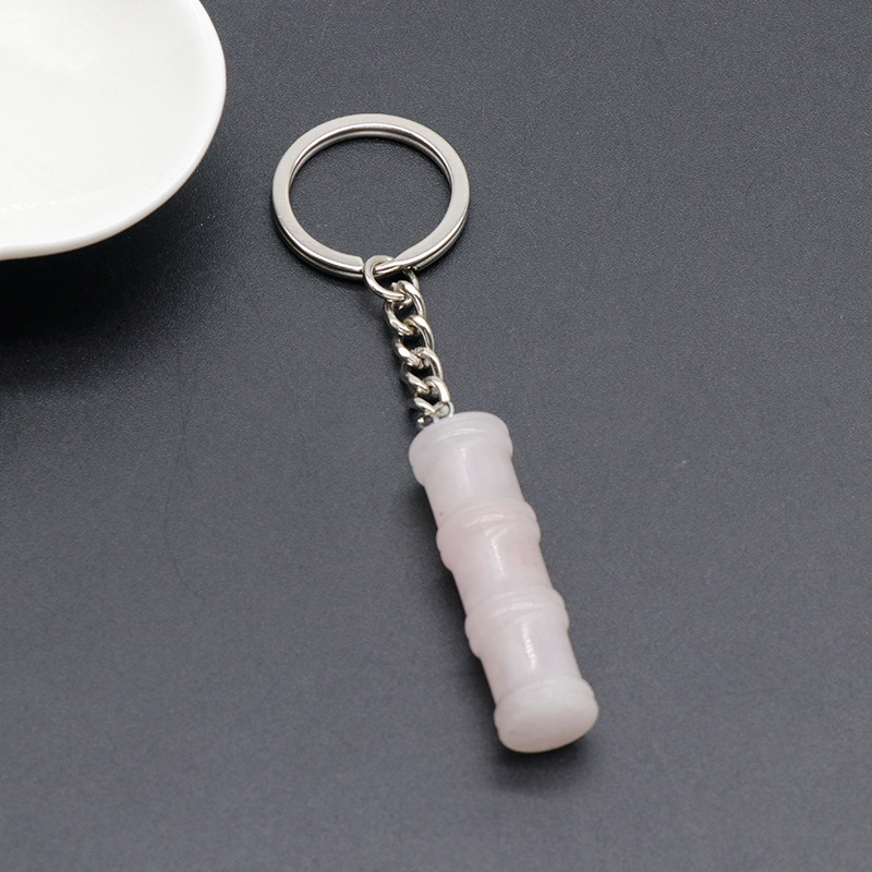 12x40mm Bamboo Gemstone Pendant Keychain