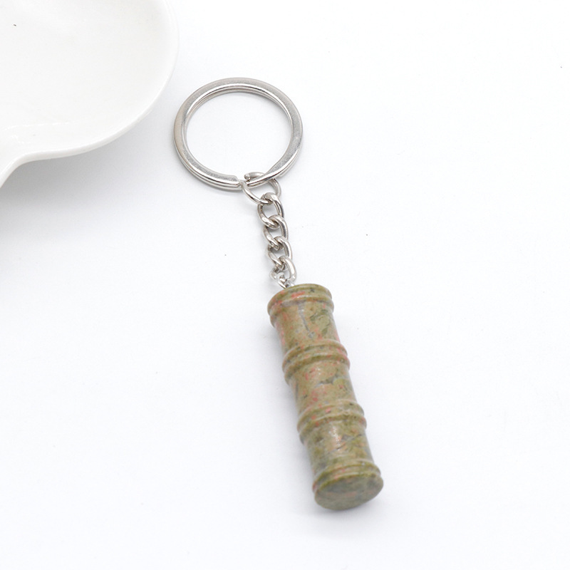 12x40mm Bamboo Gemstone Pendant Keychain