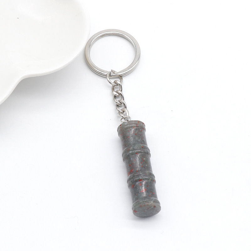 12x40mm Bamboo Gemstone Pendant Keychain
