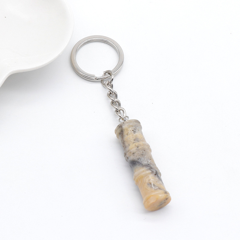 12x40mm Bamboo Gemstone Pendant Keychain