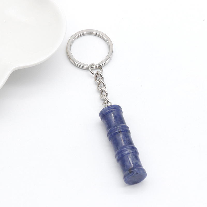 12x40mm Bamboo Gemstone Pendant Keychain