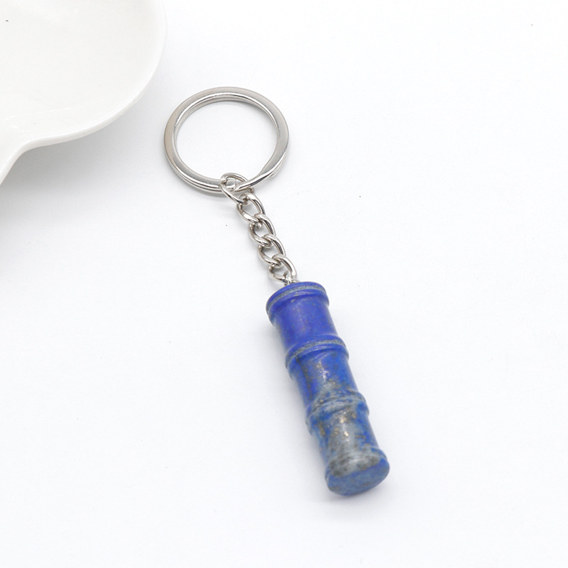 12x40mm Bamboo Gemstone Pendant Keychain