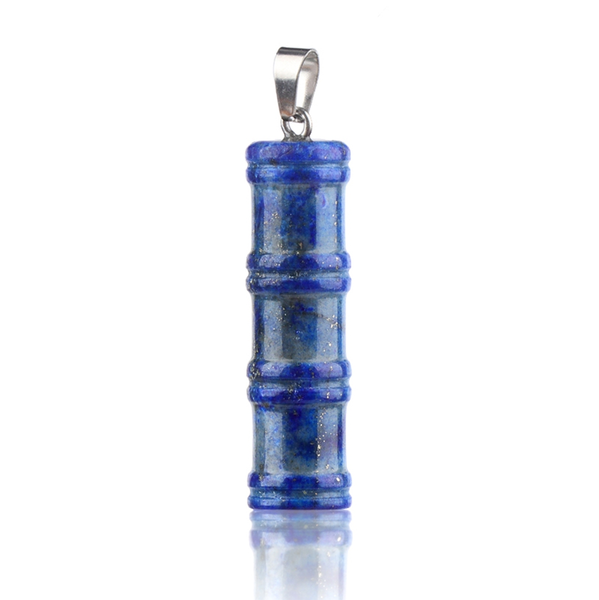 2x40mm Bamboo Segment Gemstone Pendant, 3D Carved Natural Stone Charm for DIY Jewelry Making, Necklace, Bracelet Crafting