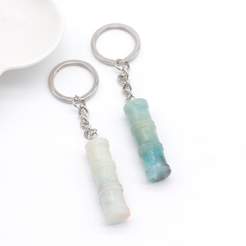 12x40mm Bamboo Gemstone Pendant Keychain