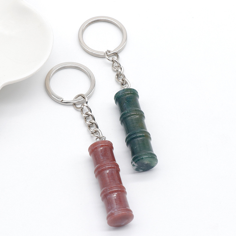 12x40mm Bamboo Gemstone Pendant Keychain