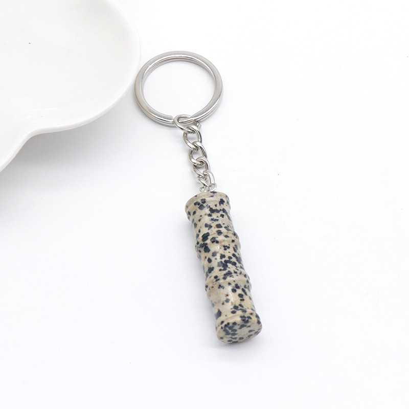 12x40mm Bamboo Gemstone Pendant Keychain